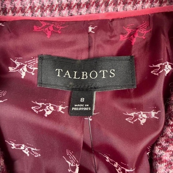 NWT Talbots Pink Houndstooth Blazer Jacket - Picture 3 of 5